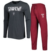 Concepts Sport Men's Cherry/Charcoal Temple Owls Meter Long Sleeve T-Shirt & Pants Sleep Set