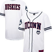 Colosseum Men's White UConn Huskies Free Spirited Mesh Button-Up Baseball Jersey