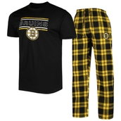 Men's Concepts Sport Black/Gold Boston Bruins Badge T-Shirt & Pants Sleep Set