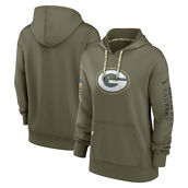 Women's Nike Olive Green Bay Packers 2022 Salute To Service Performance Pullover Hoodie