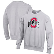 Champion Men's Heathered Gray Ohio State Buckeyes Vault Logo Reverse Weave Pullover Sweatshirt