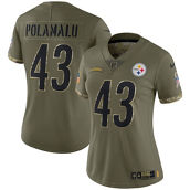 Women's Nike Troy Polamalu Olive Pittsburgh Steelers 2022 Salute To Service Retired Player Limited Jersey