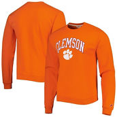 League Collegiate Wear Men's Orange Clemson Tigers 1965 Arch Essential Fleece Pullover Sweatshirt