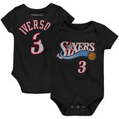 Infant Mitchell & Ness Allen Iverson Black Philadelphia 76ers Hardwood Classics Name & Number Bodysuit