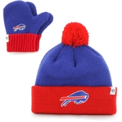 Toddler '47 Royal/Red Buffalo Bills Bam Bam Cuffed Knit Hat with Pom and Mittens Set