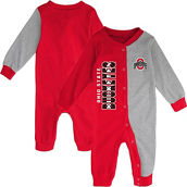 Outerstuff Newborn & Infant Scarlet/Heather Gray Ohio State Buckeyes Half Time Two-Tone Long Sleeve Full-Snap Jumper
