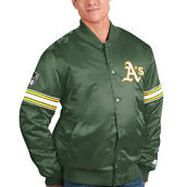 Starter Men's Green Oakland Athletics Pick & Roll Satin Varsity Full-Snap Jacket