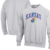 Champion Men's Gray Kansas Jayhawks Arch Over Logo Reverse Weave Pullover Sweatshirt