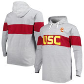 Profile Men's Heathered Gray/Cardinal USC Trojans Big & Tall Long Sleeve Jersey Hoodie T-Shirt