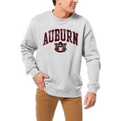 League Collegiate Wear Men's Heather Gray Auburn Tigers 1965 Arch Essential Fleece Pullover Sweatshirt