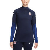 Nike Women's Navy USMNT Soccer Strike Drill Performance Raglan Quarter-Zip Long Sleeve Top
