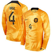 Nike Men's Virgil Van Dijk Orange Netherlands National Team 2022/23 Home Breathe Stadium Replica Player Long Sleeve Jersey