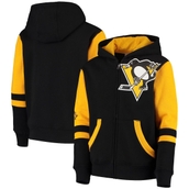 Youth Black Pittsburgh Penguins Faceoff Colorblocked Fleece Full-Zip Hoodie Jacket
