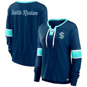 Fanatics Branded Women's Deep Sea Blue Seattle Kraken Effervescent Exclusive Lace-Up Long Sleeve T-Shirt