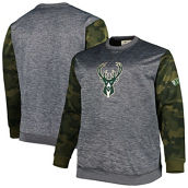 Men's Fanatics Branded Heather Charcoal Milwaukee Bucks Big & Tall Camo Stitched Sweatshirt