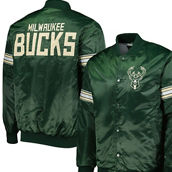 Starter Men's Hunter Green Milwaukee Bucks Pick & Roll Satin Full-Snap Varsity Jacket