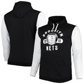 Men's Fanatics Branded Black/White Brooklyn Nets Big & Tall Bold Attack Pullover Hoodie