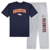 Men's Concepts Sport Navy/Heather Gray Denver Broncos Big & Tall T-Shirt & Pajama Pants Sleep Set