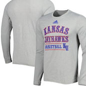 adidas Men's Heather Gray Kansas Jayhawks Alternate Uniform AEROREADY Long Sleeve T-Shirt