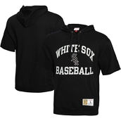 Mitchell & Ness Men's Black Chicago White Sox Cooperstown Collection Washed Fleece Pullover Short Sleeve Hoodie
