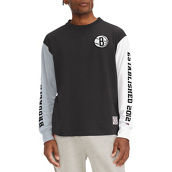 Tommy Jeans Men's Black Brooklyn Nets Richie Color Block Long Sleeve T-Shirt