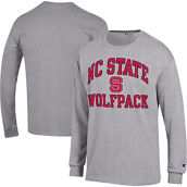 Champion Men's Heather Gray NC State Wolfpack High Motor Long Sleeve T-Shirt