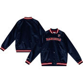 Men's Mitchell & Ness Navy New York Rangers Satin Full-Snap Varsity Jacket