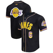 Men's Pro Standard LeBron James Black Los Angeles Lakers Capsule Player Baseball Button-Up Shirt
