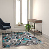 Flash Furniture Masie Collection Swirl Olefin Area Rug with Jute Backing - Entryway, Living Room, Bedroom