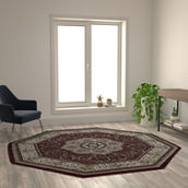 Flash Furniture Portman Collection Persian Style Area Rug - Olefin Rug with Jute Backing - Hallway, Entryway, Bedroom, Living Room