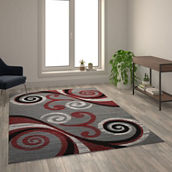 Flash Furniture Valli Collection Modern Abstract Pattern Area Rug - Olefin Rug with Jute Backing for Hallway, Entryway, Bedroom, Living Room