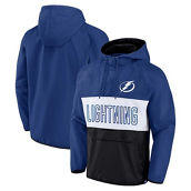 Men's Fanatics Branded Blue/Black Tampa Bay Lightning Backhand Shooter Defender Anorak Raglan Hoodie Quarter-Zip Jacket