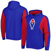 Mitchell & Ness Men's Royal/Red Atlanta Braves Colorblocked Fleece Pullover Hoodie