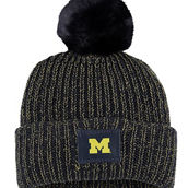 Love Your Melon Women's Love Your Melon Navy Michigan Wolverines Cuffed Knit Hat with Pom