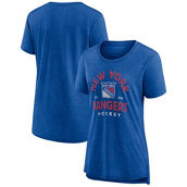 Women's Fanatics Branded Heather Blue New York Rangers Vintage Arch Tri-Blend T-Shirt