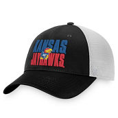 Top of the World Men's Black/White Kansas Jayhawks Stockpile Trucker Snapback Hat