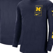 Men's Nike Navy Michigan Wolverines Seasonal Max90 2-Hit Long Sleeve T-Shirt