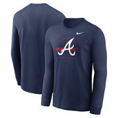 Nike Men's Navy Atlanta Braves Over Arch Performance Long Sleeve T-Shirt