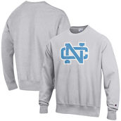 Champion Men's Heathered Gray North Carolina Tar Heels Vault Logo Reverse Weave Pullover Sweatshirt
