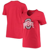 Champion Women's Scarlet Ohio State Buckeyes University Primary Logo V-Neck T-Shirt