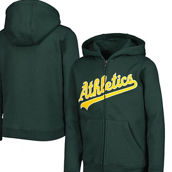 Outerstuff Youth Green Oakland Athletics Wordmark Full-Zip Fleece Hoodie