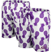 Colosseum Men's White/Purple LSU Tigers Pineapple Swim Shorts