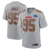 Nike Men's Chris Jones Gray Kansas City Chiefs Super Bowl LVII Patch Atmosphere Fashion Game Jersey