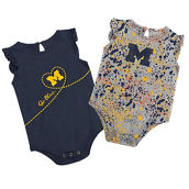 Colosseum Girls Infant Navy/Heather Gray Michigan Wolverines Sweet Pea Two-Pack Bodysuit Set