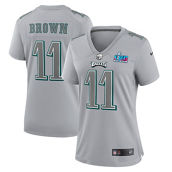 Nike Women's A.J. Brown Gray Philadelphia Eagles Super Bowl LVII Patch Atmosphere Fashion Game Jersey