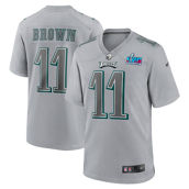 Nike Men's A.J. Brown Gray Philadelphia Eagles Super Bowl LVII Patch Atmosphere Fashion Game Jersey