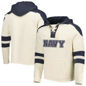 Colosseum Men's Cream Navy Midshipmen Lace-Up 4.0 Vintage Pullover Hoodie