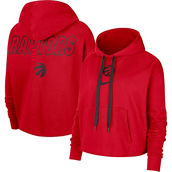 Nike Women's Red Toronto Raptors Courtside Cropped Pullover Hoodie