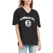 Tommy Jeans Women's Black Brooklyn Nets Ashley V-Neck T-Shirt