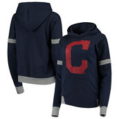 Majestic Threads Women's Threads Navy/Gray Cleveland Indians Iconic Fleece Pullover Hoodie